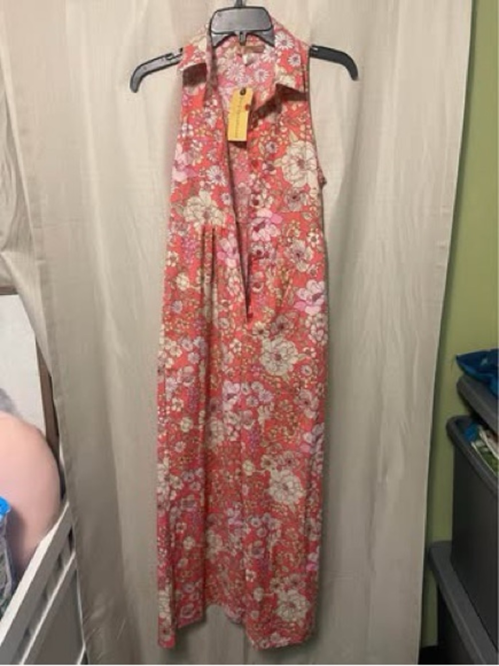 Sleeveless Coral Floral Maxi Dress